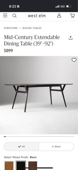 West Elm mid century dining room table