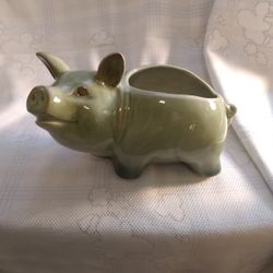 Mcm Pig Shaped Plant Holder Vintage