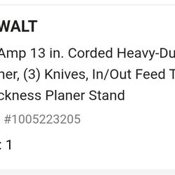 Brand New DeWalt 13" Thickness Planer With Stand,Financing Available 