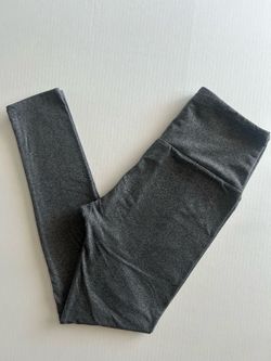 Grey athletic leggings with a wide, high waistband for extra support – Size 0/S