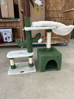 32-Inch Small Cat Tree for Indoor Cats, Cactus Cat Tower with Sisal Scratching Posts, Cozy Condo, Plush Perch, and Hanging Ball, Ideal for Kittens & S