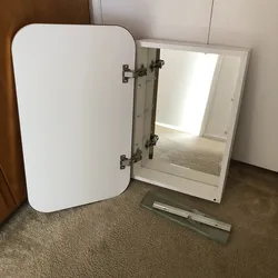 Medicine Cabinet with Gold Framed Mirror 27.5”H x 16.5”W