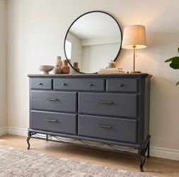 Charcoal Dresser / Sideboard on Ornate Metal Base- delivery available