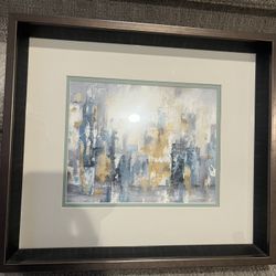 13x15 Blue Gold Abstract Picture