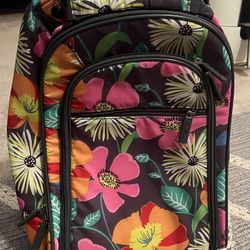 Vera Bradley Rolling Backpack Carryon Suitcase Luggage Jazzy Bloom Mint