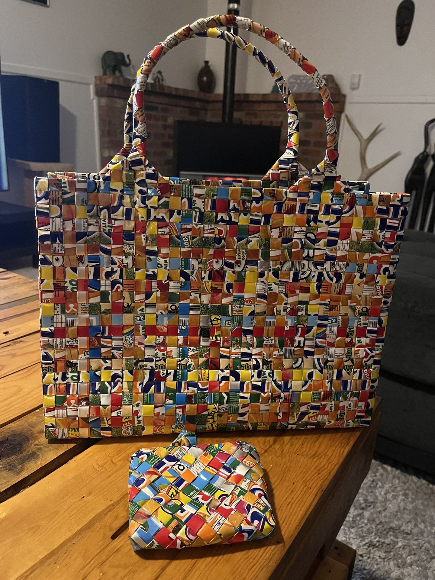 Recycled Tote and Wallet NEW