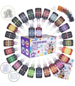 Brand New DIY Fabric Dye Kits with 7 Extra Dye Powders 166 Sets All in One Non-Toxic Textile T-Shirts Paint Tie-dye Set