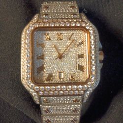 Elestrain  Steel Two-tone Rose Moissanite Watch Iced Out 