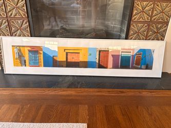Mexican Framed Panoramic Photography Print Colorful Doors