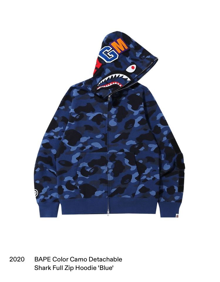 EXCLUSIVE 2020 BAPE Color Camo Detachable Shark Full Zip Hoodie 'Blue'