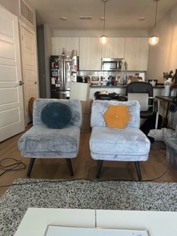Grey Fur Accent Chairs