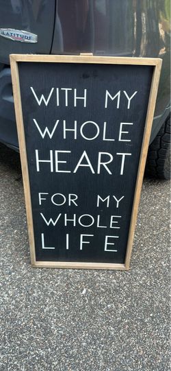 Farmhouse Wood Wall Sign With My Whole Heart
