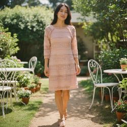 Avec Les Filles Pink Lace Sheath Dress, Blush Pink - Womens M