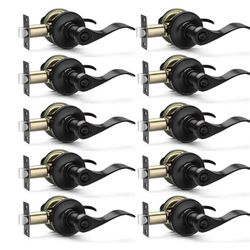 10 New Matte Black Locking Door Handles