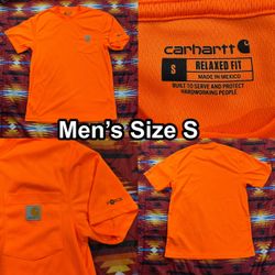 Carhartt Force Relaxed Fit Breathable T-Shirt Pocket Neon Orange Men’s Sz Small
