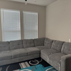 Gray L-Shaped Sectional Sofa – Good Condition