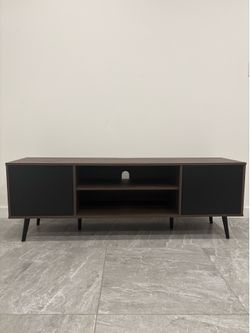 Entertainment Center/TV Stand Mid Century Modern (walnut/Black)