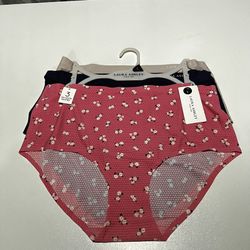 LAURA ASHLEY LS8661 5PKA MF NO SHOW BRIEF PANTIES  3 pieces size M