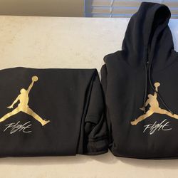 MEN’S AIR JORDAN "FLIGHT" FLEECE SWEATSUIT SET~ BLACK/GOLD