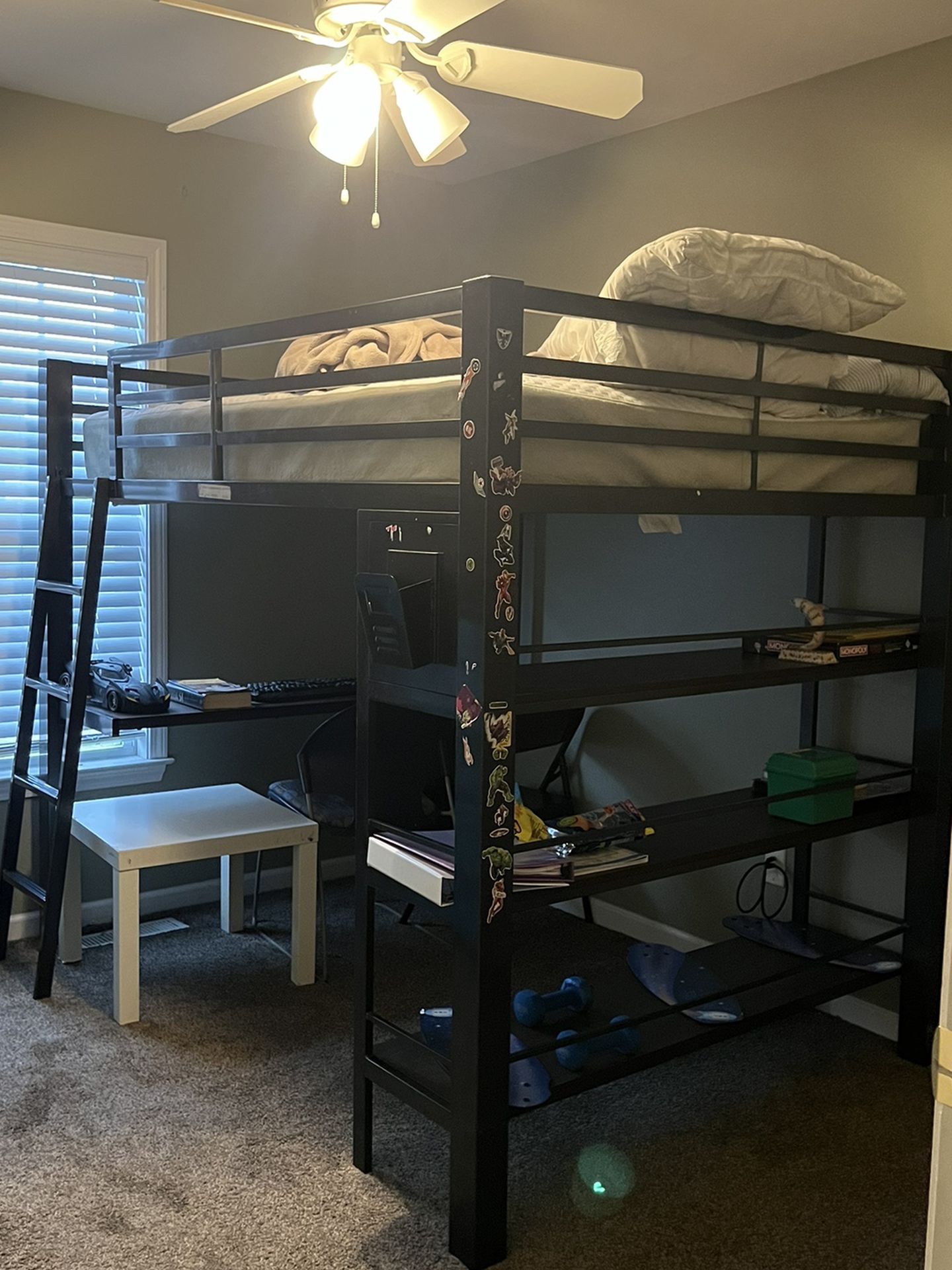 Bunk bed with Desk And Shelves 