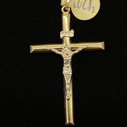 $400 Two Tone Gold Cross Crucifix Charm