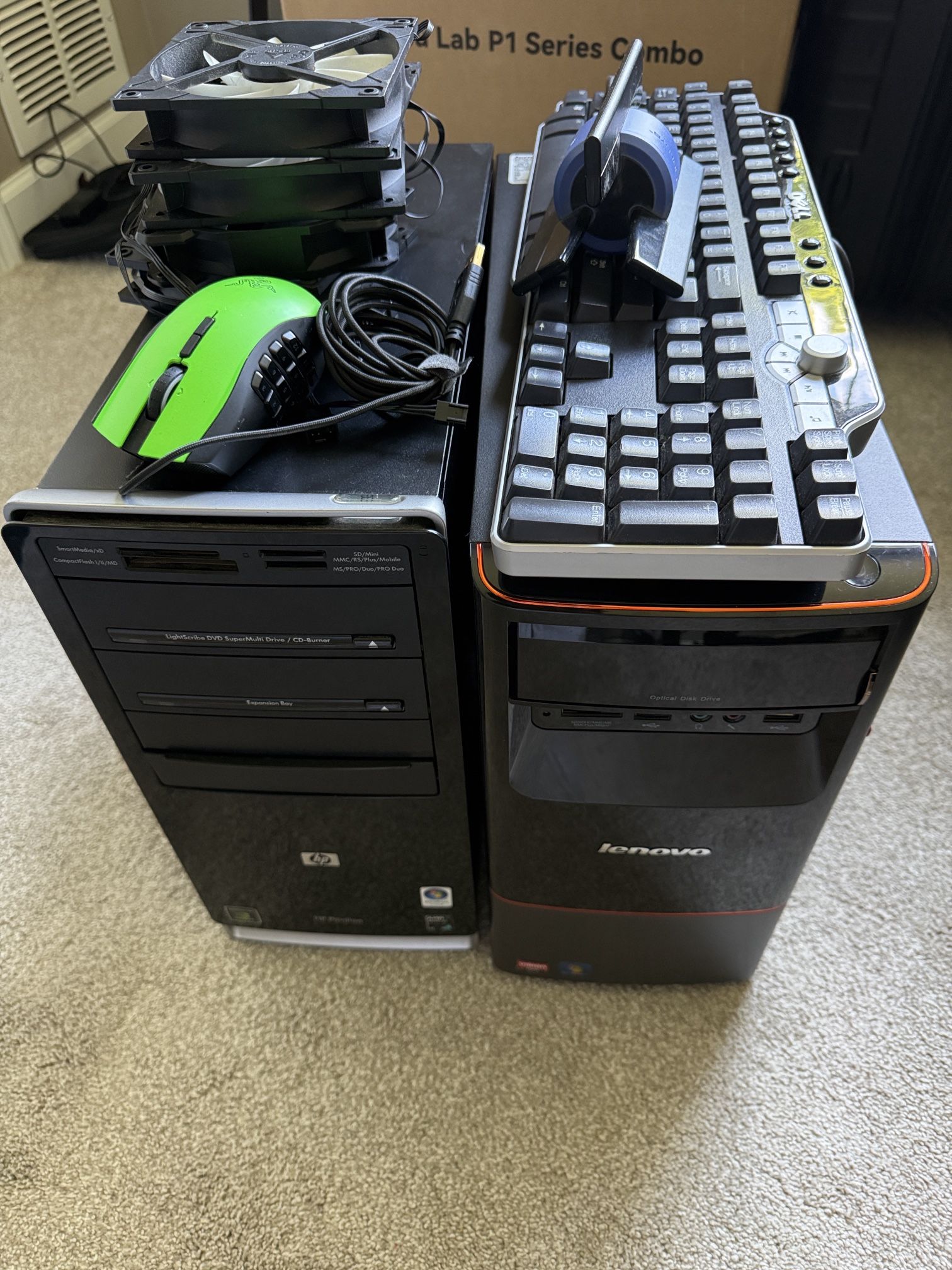 2 Desktop PCs + Accessories (HP & Lenovo Bundle)