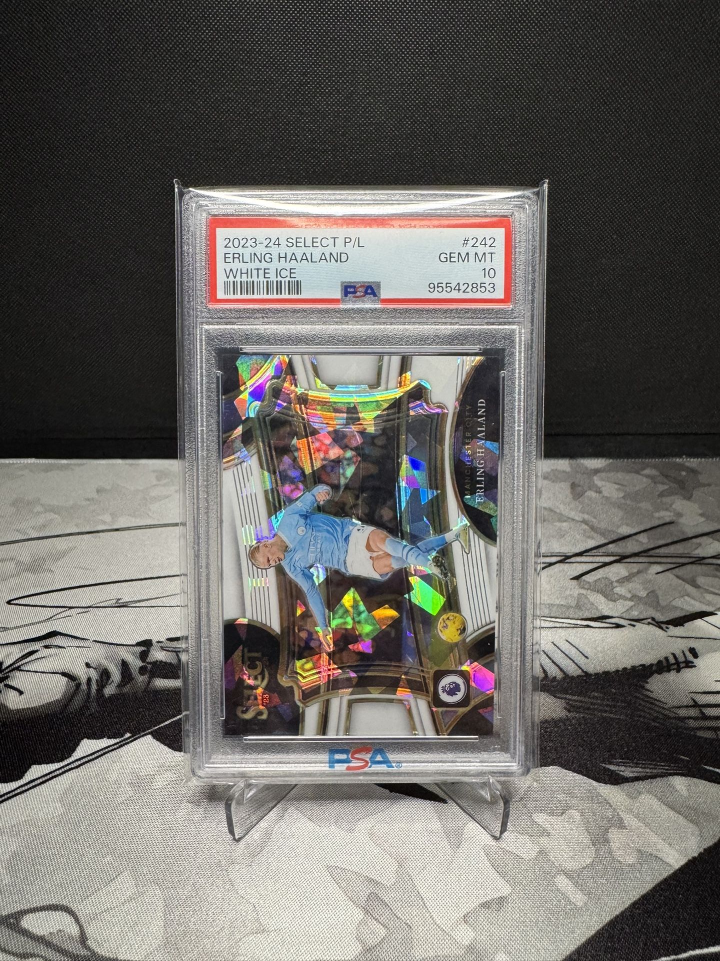 2023-24 PANINI SELECT PREMIER LEAGUE ERLING HAALAND WHITE ICE /85 PSA 10