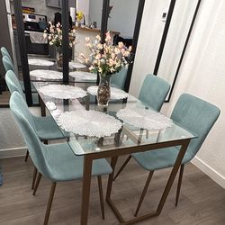 Glass dining table four chairs / comedor cuatro sillas