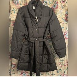 J. Crew Black Puffer Coat Parka Jacket Woman’s L