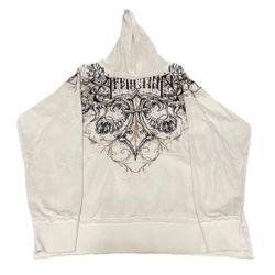 Men’s Affliction Hoodie Double Sided Graphic Print White/Black Size M NWOT