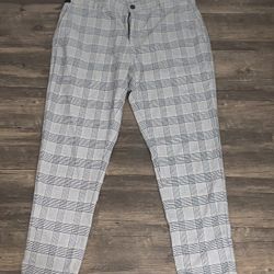 Zara Men’s Plaid Gray While Checkered Dress Pants Size 28