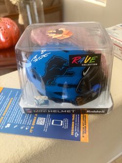 Detroit Lions Riddell Mini Helmet Rave Collection Signed