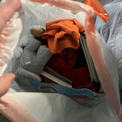 Bags Of Girl Stuffed Animals, Books (young) And School Uniforms