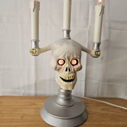 vintage Halloween skull light up candelabra