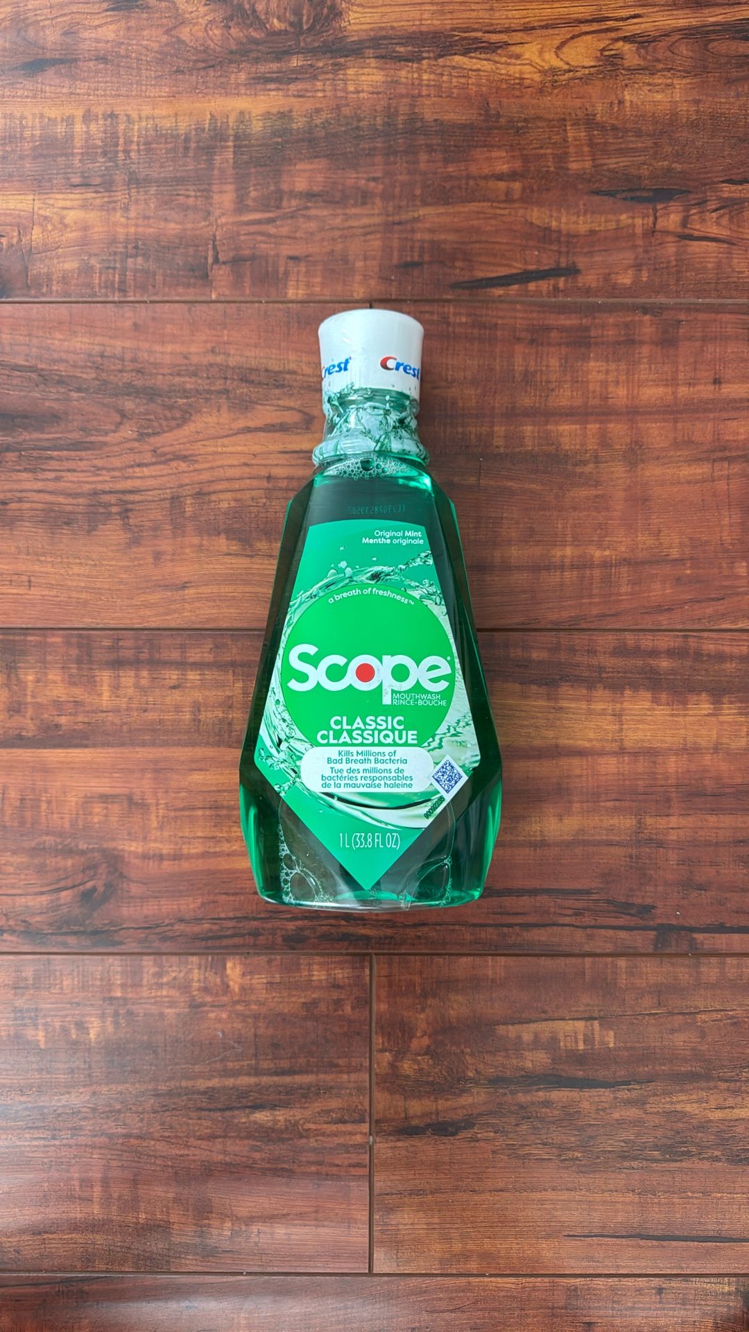 Crest Scope Classic Mouthwash; Kills Millions Of Bad Breath Bacteria; Original Mint 1 Liter