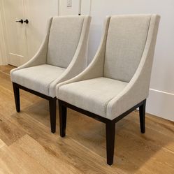 2 Dining  Wingback Chairs. In  Linen 