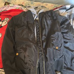 Black Jacket W/grey Hoodie