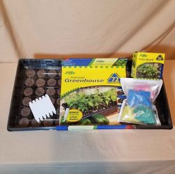 Grow Kit Jiffy Greenhouse Pellets Plant stakes Garden Starts Seedlings Vegetables Flowers Room Tent