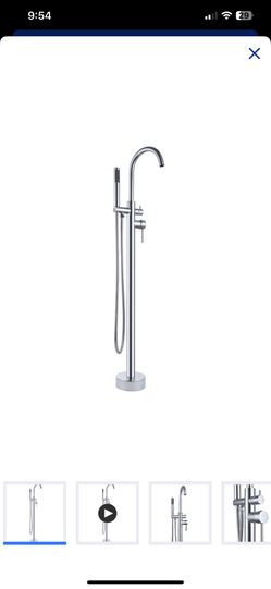 Chrome Freestanding Bathtub Faucet With Hand Shower (Valve Included)