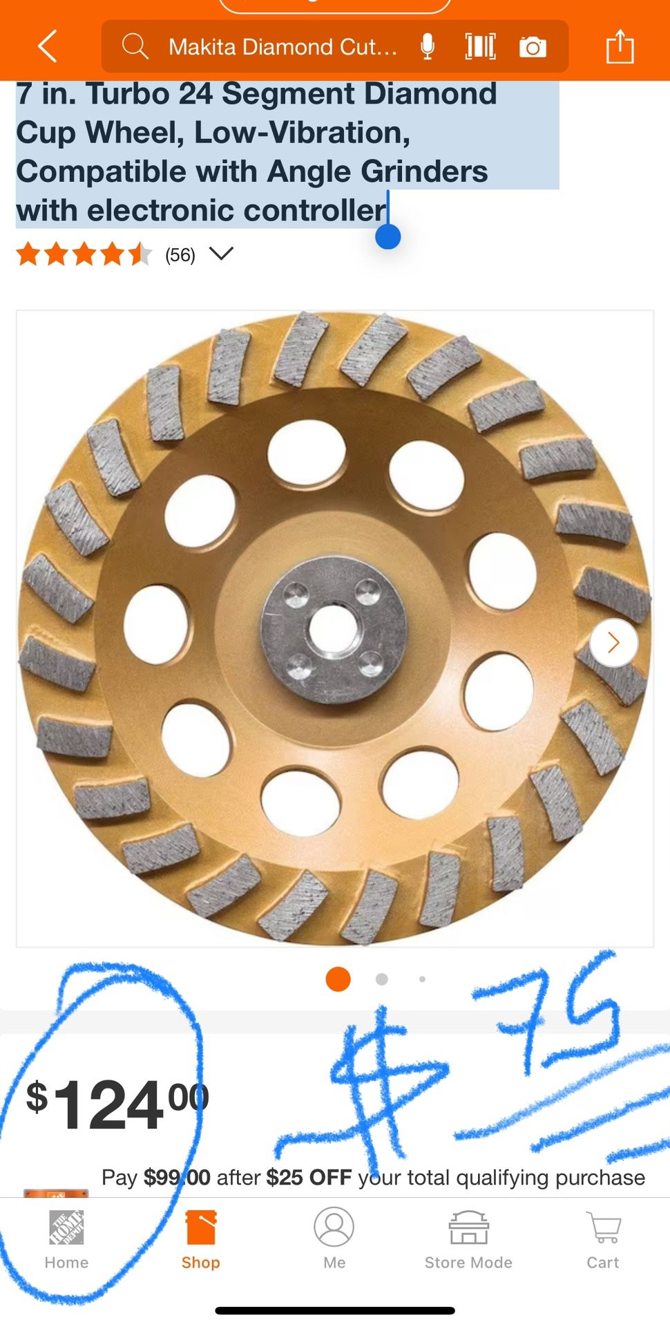 📌Makita Turbo 24 Segment Diamond Cup Wheel, Low Vibration