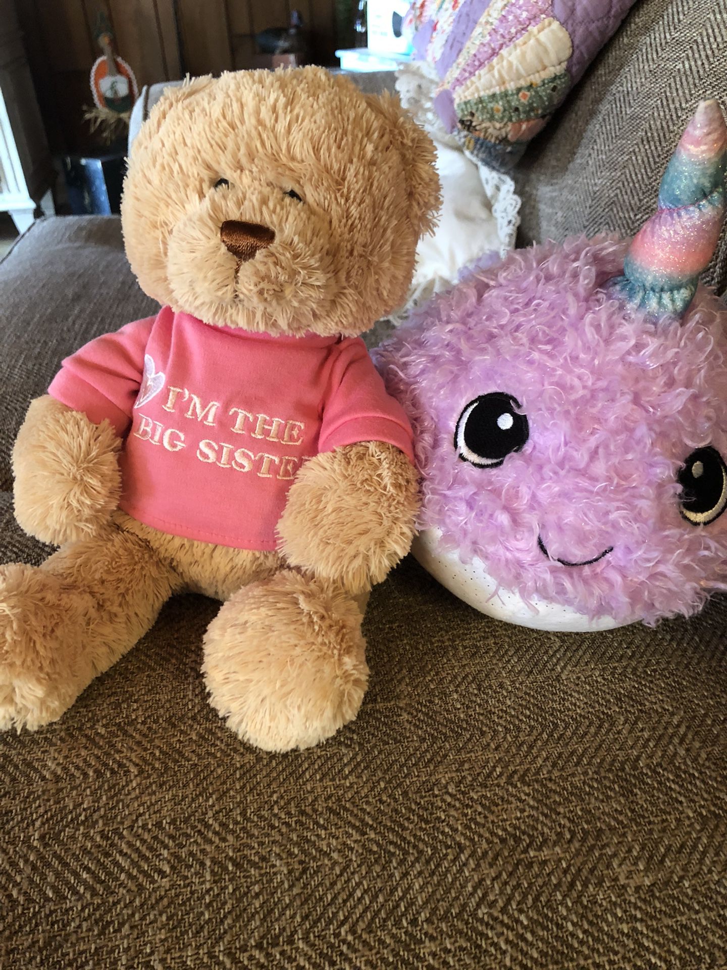 Two Cute Plush Toys  Bear And Norwall 