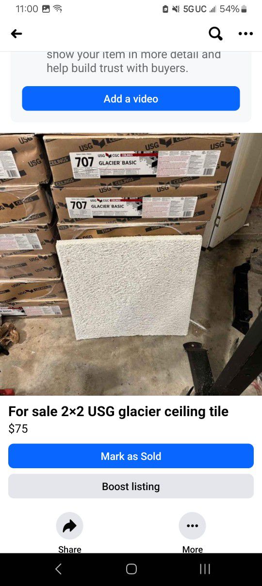 USG Glacier Ceiling Tile Brand New In. The  Box