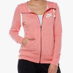 Nike Just Do It Women's XS Gym Hoodie Sweatshirt Melon Long Sleeves Front Full Zip 