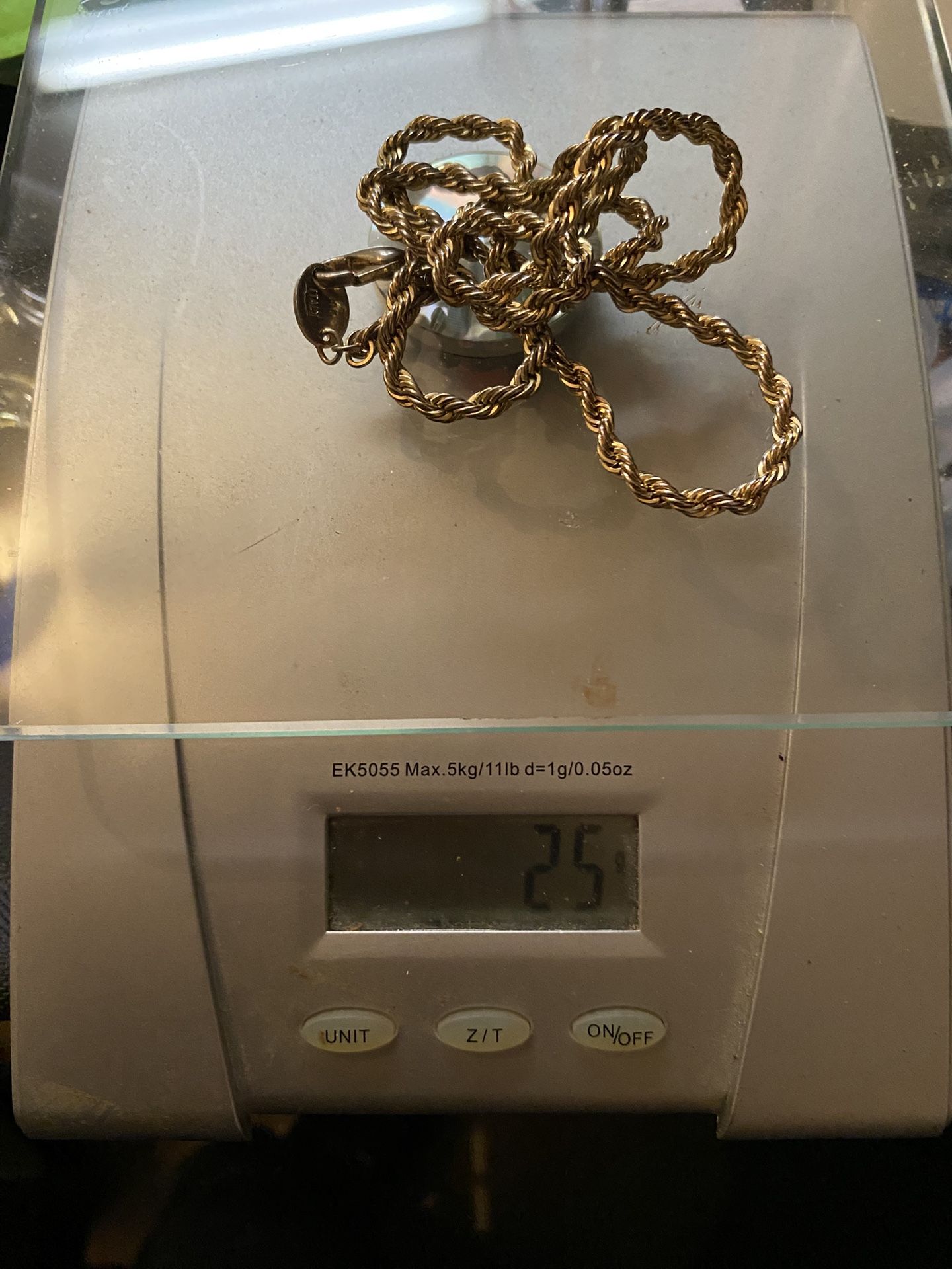 24inch 14k rope chain 25g