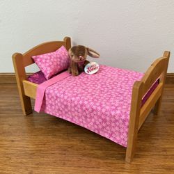Large Doll Bed -Includes Hand Made Bedding 
