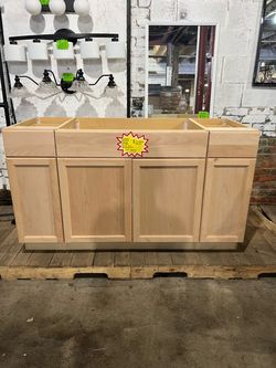 60 inch Frameless Sink Base Cabinet Unfinished Beech