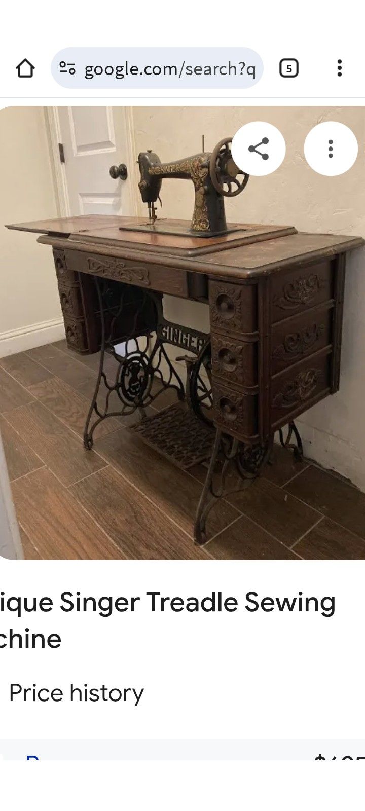 Antique Singer Treadle Sewing Machine 