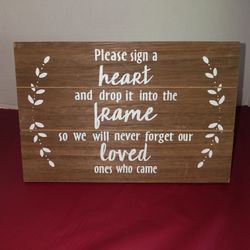 Please Sign A Heart Wood Sign And Wood Hearts