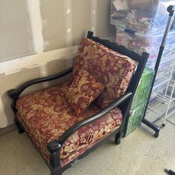 Vintage Upholstered Hard Wood Chairs