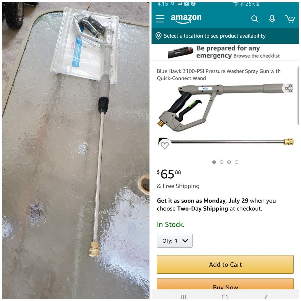 Blue Hawk 0806917 Pressure Washer Spray Gun & Wand 3100 PSI Sgy-pwa71